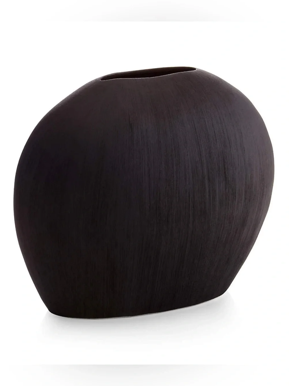 Crate and Barrel Alura Short Dark Grey Oval Ceramic Vase